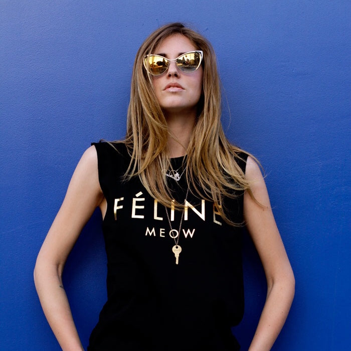 FELINE GOLD FOIL MUSCLE TEE
