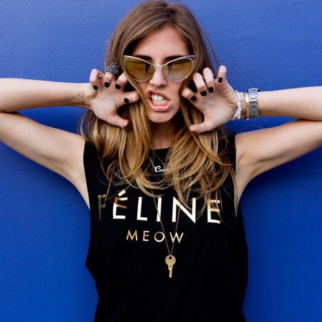 FELINE GOLD FOIL MUSCLE TEE