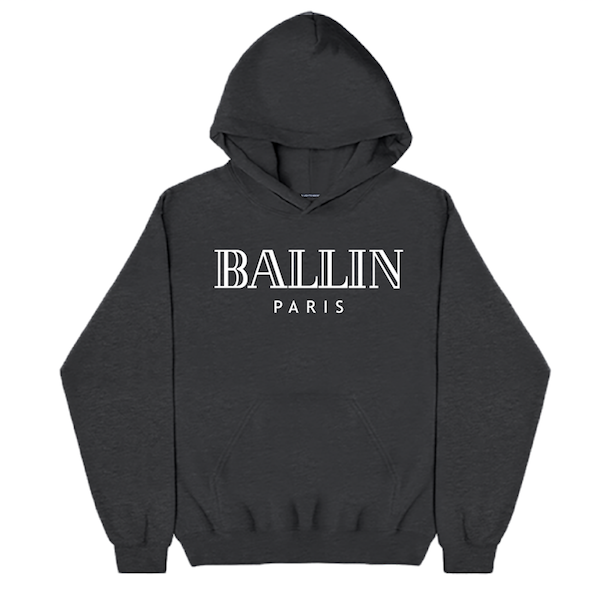 BALLIN CHARCOAL GREY HOODIE