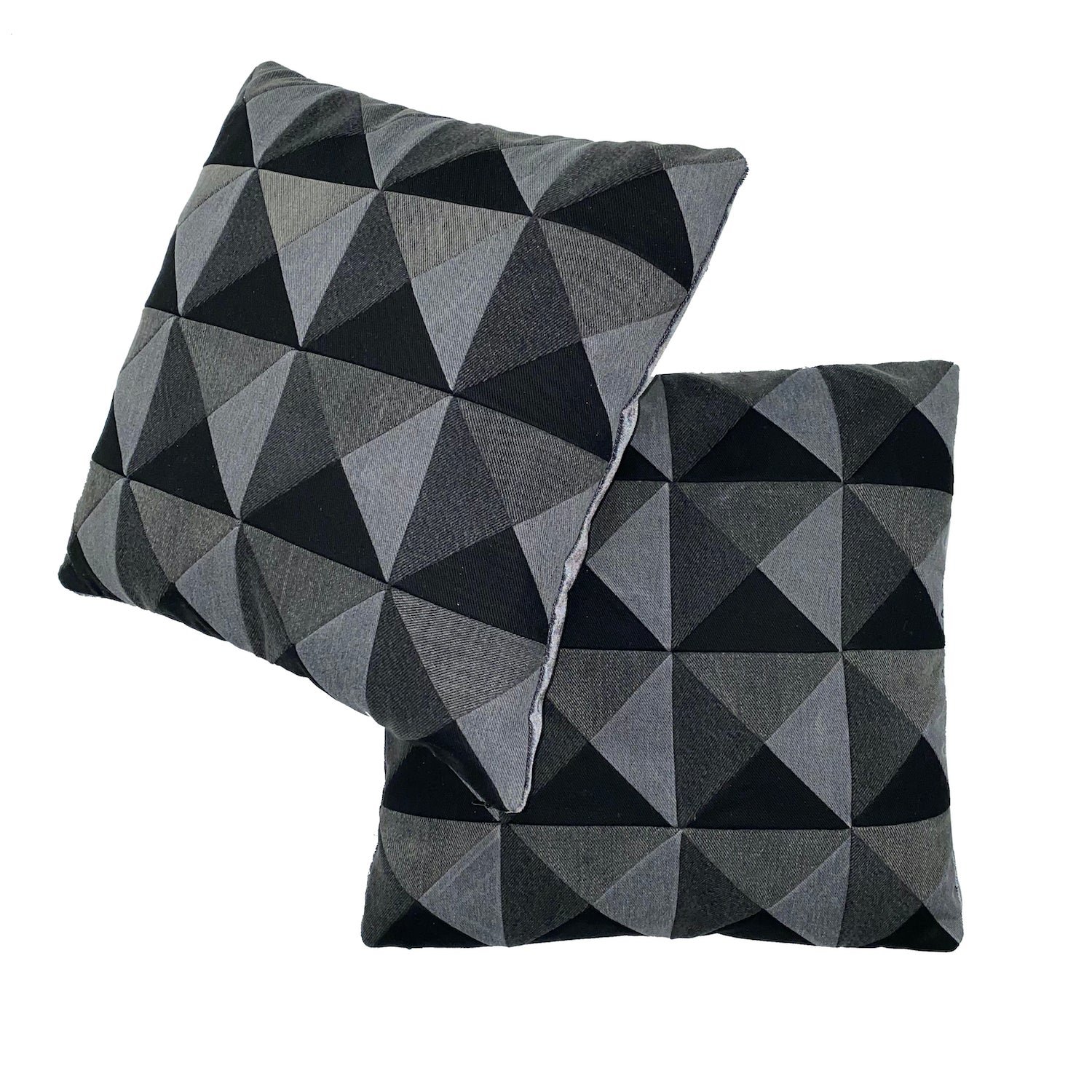 BLACK DENIM PATCHWORK PILLOW