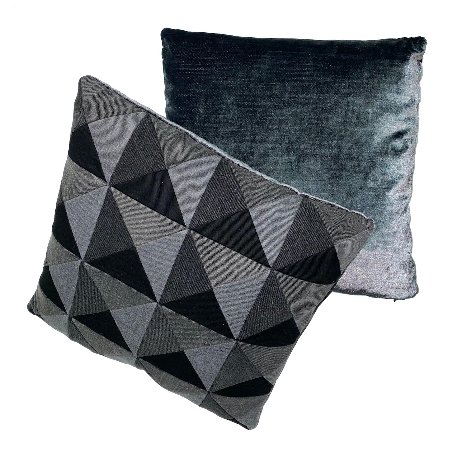 BLACK DENIM PATCHWORK PILLOW