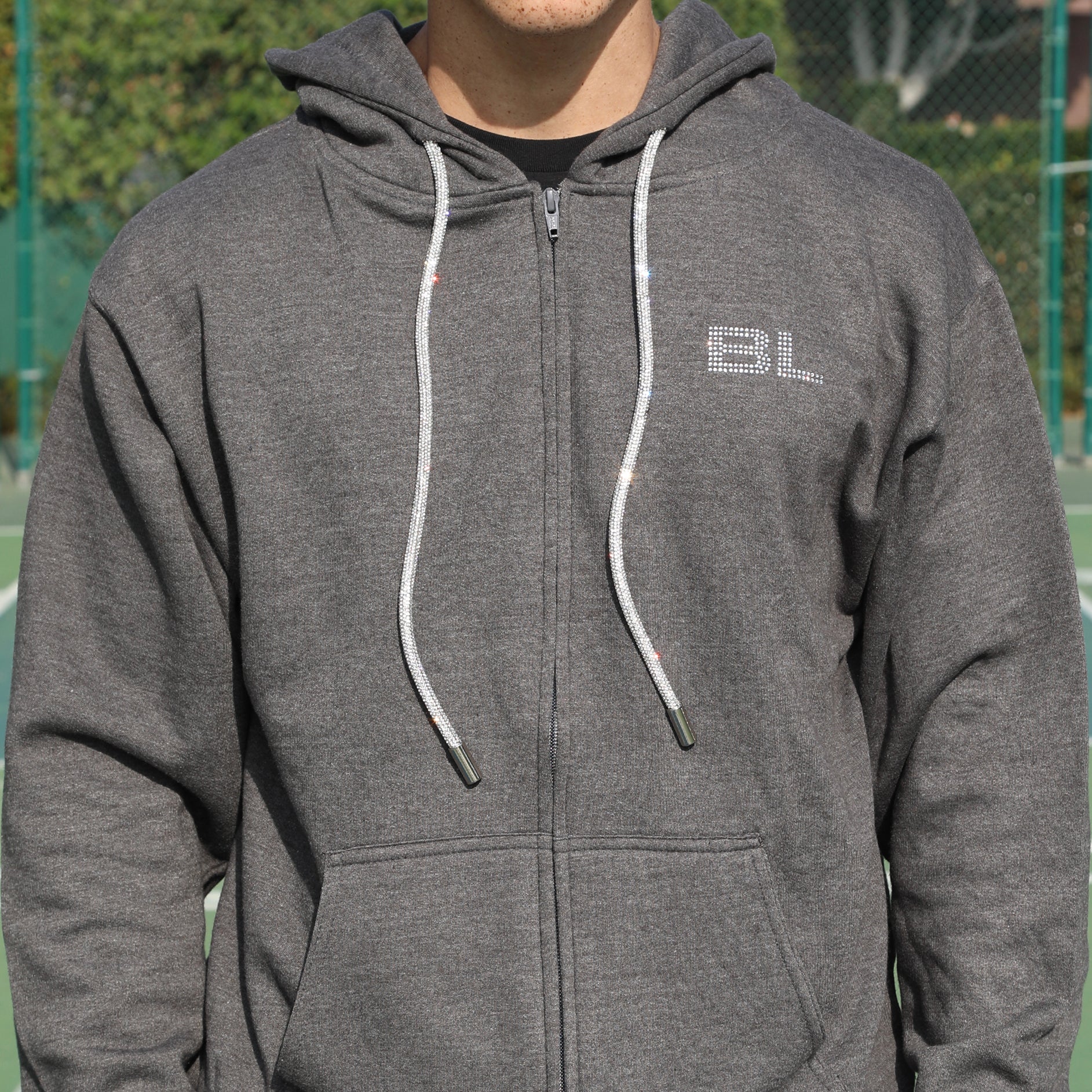 ZIP UP HOODIE WITH BLING STRING