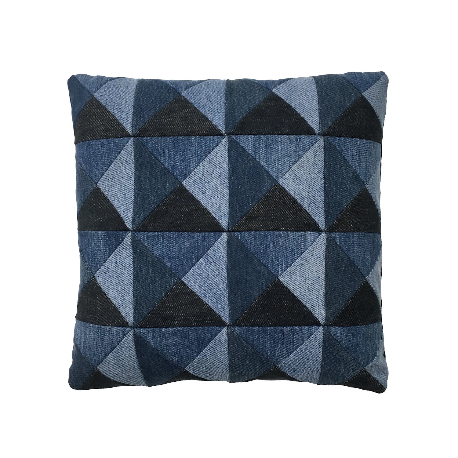 BLUE DENIM PATCHWORK PILLOW