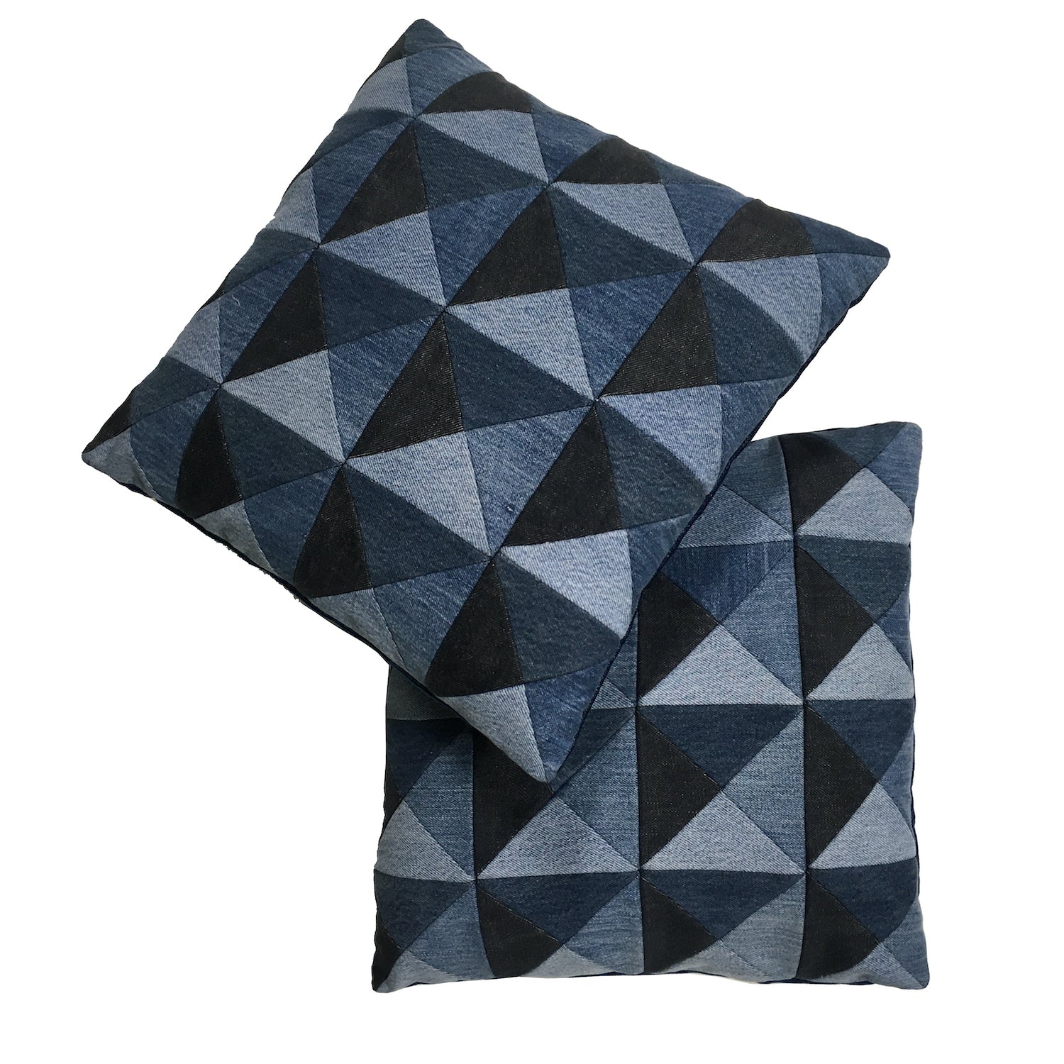 BLUE DENIM PATCHWORK PILLOW