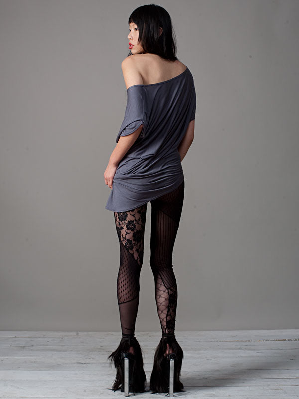 BLACK PATCHWORK LACE LEGGINGS