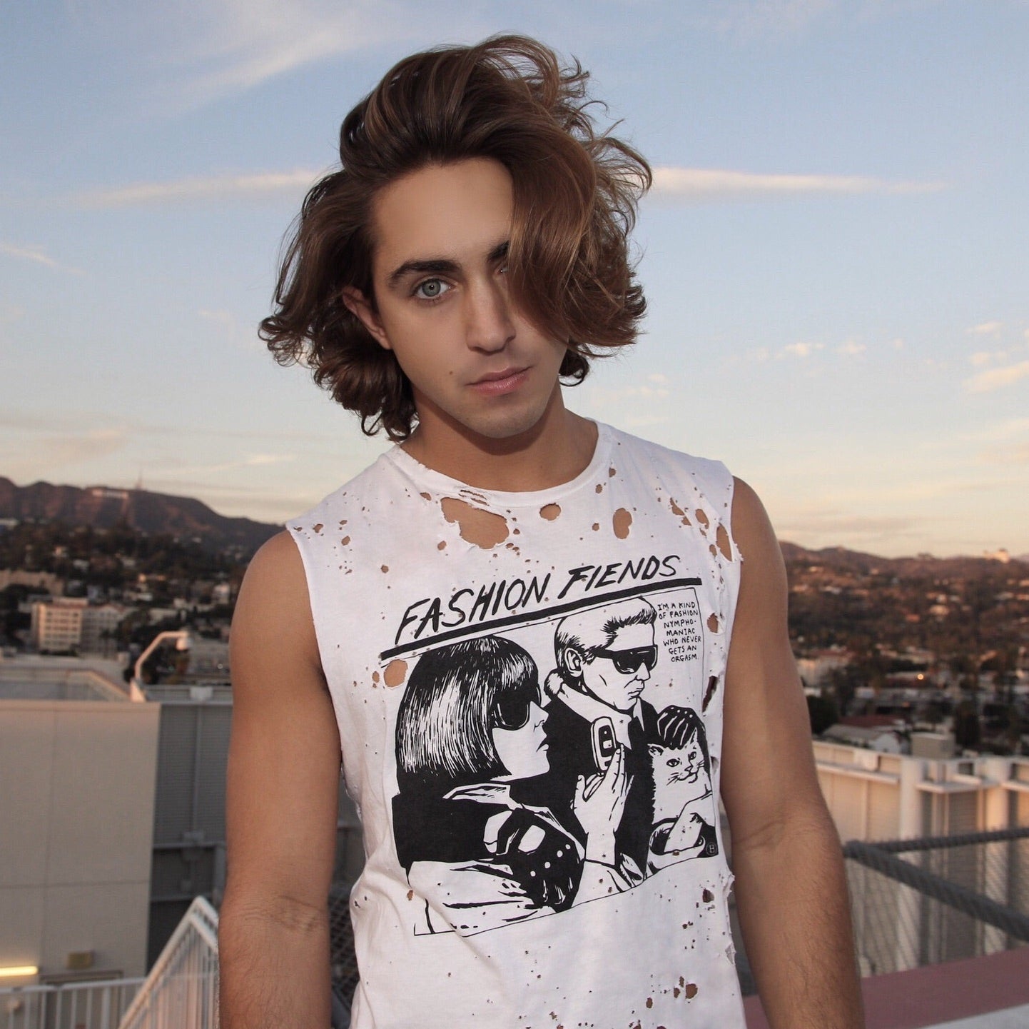 FASHION FIENDS DESTROYED MUSCLE TEE