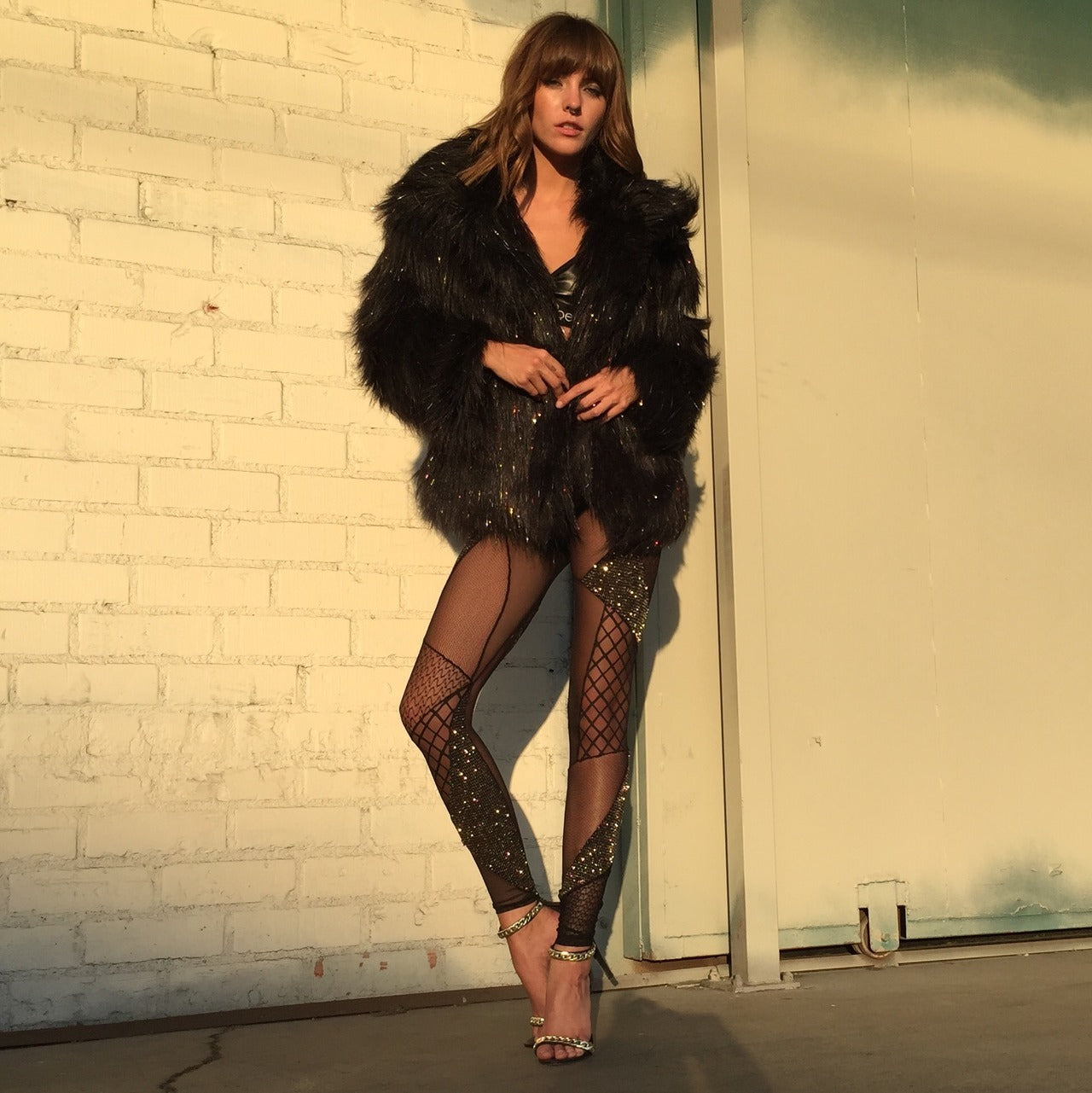 TINSEL FAUX FUR COAT