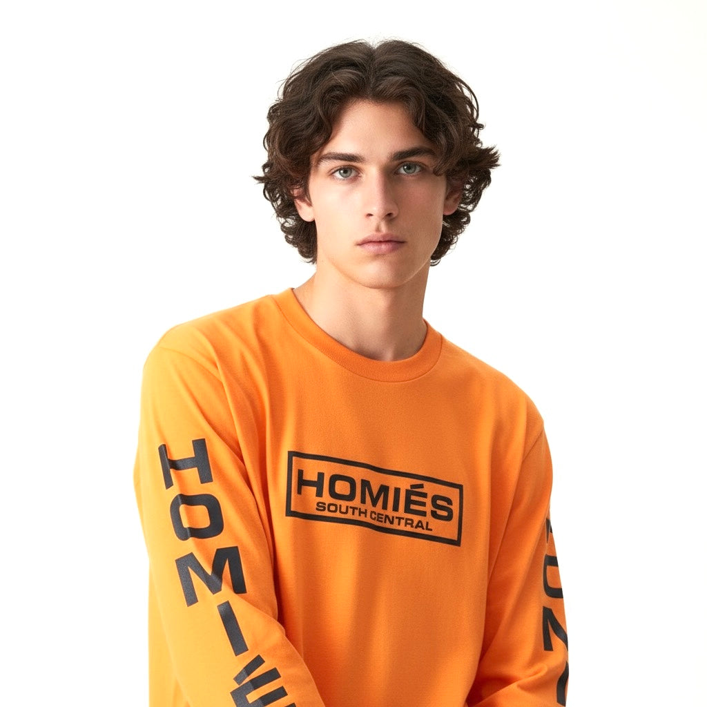 HOMIÉS LINEAR ORANGE LONG SLEEVE TEE