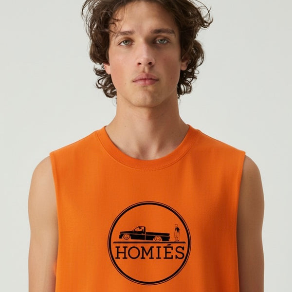 HOMIÉS EMBLEM ORANGE MUSCLE TEE