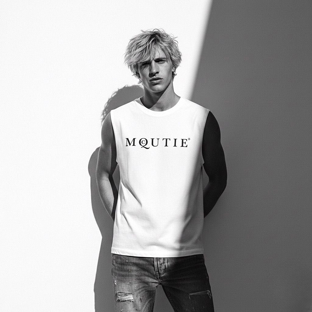 MQCUTIE WHITE MUSCLE TEE