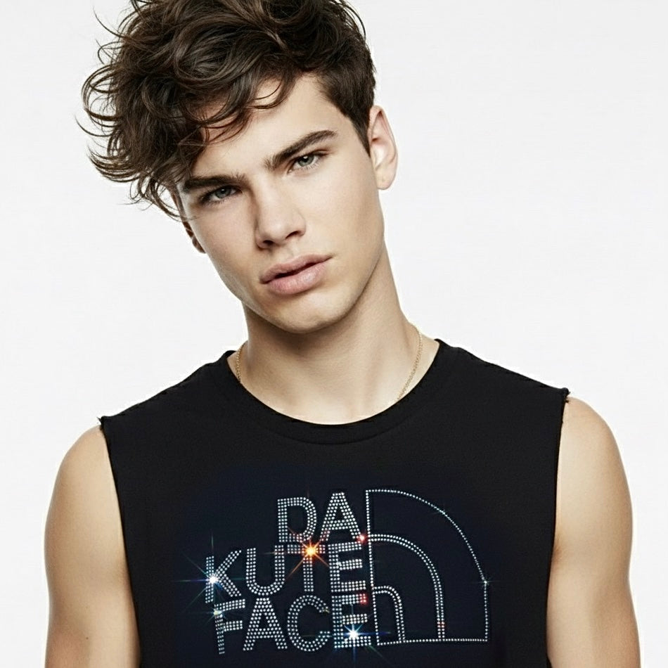 DA KUTE FACE CRYSTAL MUSCLE TEE
