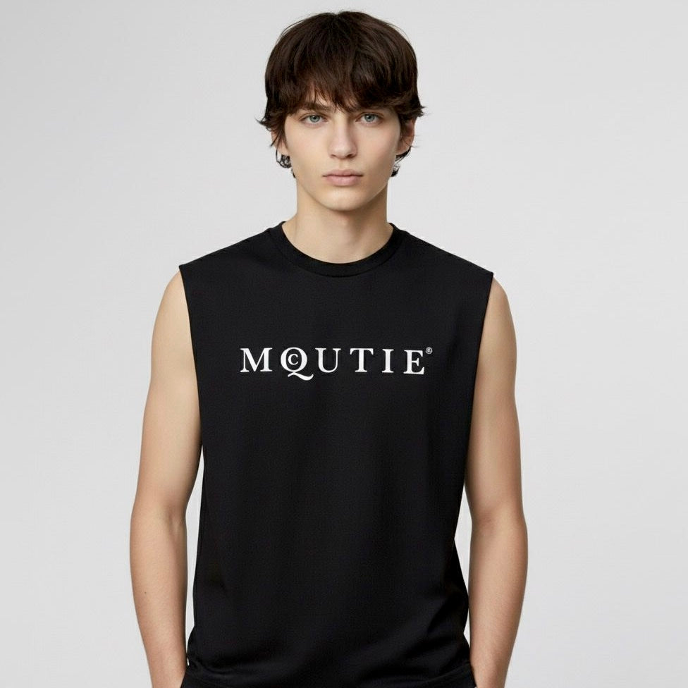 MQCUTIE BLACK MUSCLE TEE