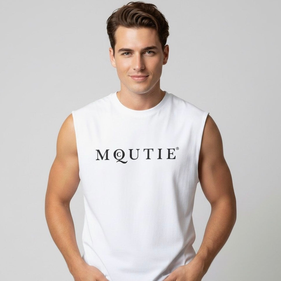 MQCUTIE WHITE MUSCLE TEE
