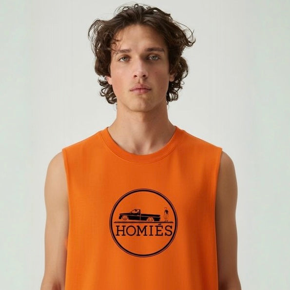 HOMIÉS EMBLEM ORANGE MUSCLE TEE