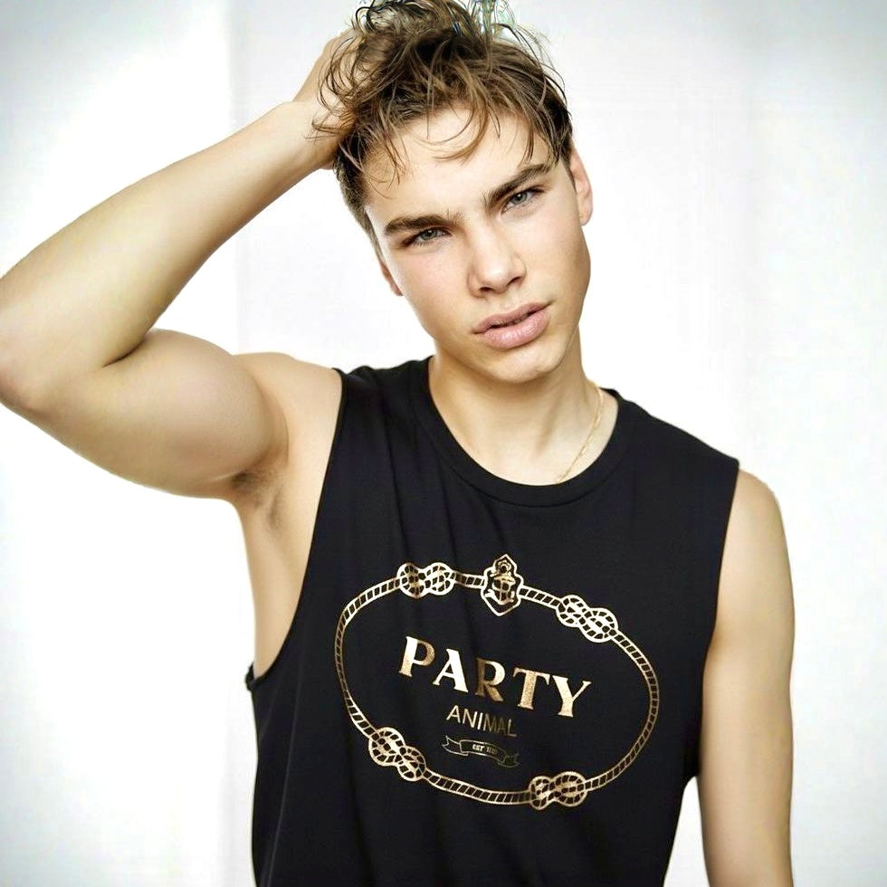 PARTY ANIMAL GOLD FOIL MUSCLE TEE