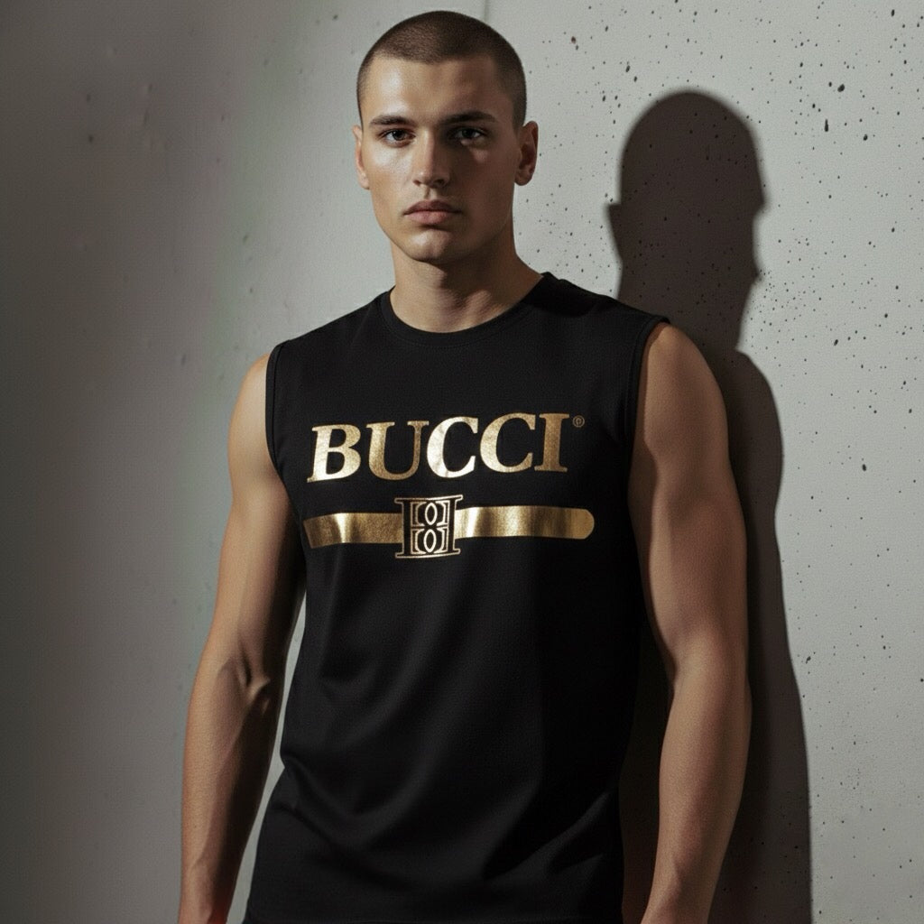 BUCCI GOLD FOIL MUSCLE TEE