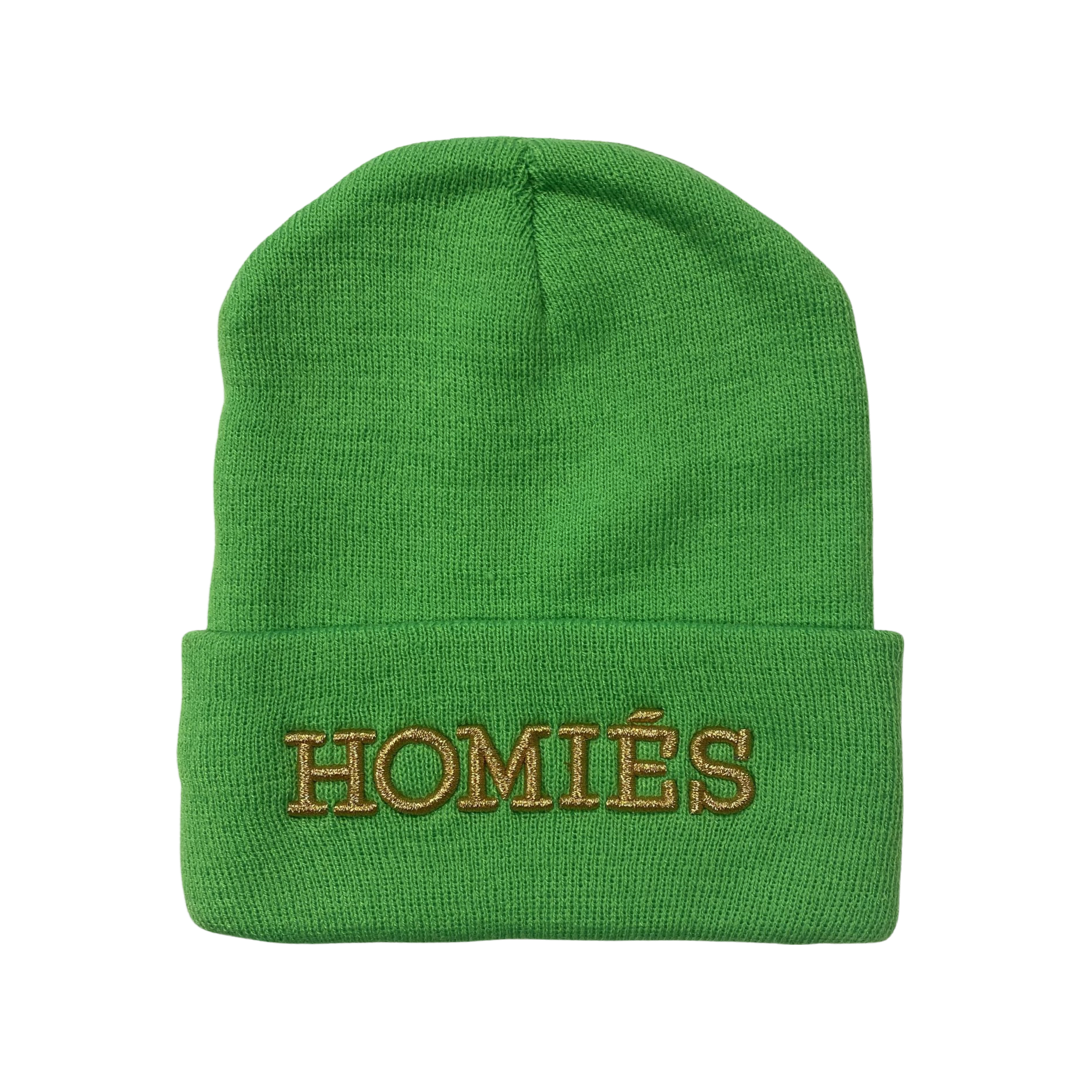 HOMIÉS NEON GREEN/GOLD BEANIE