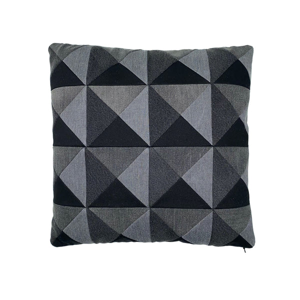 BLACK DENIM PATCHWORK PILLOW