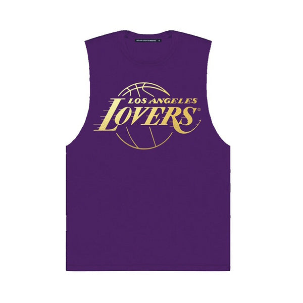 LOVERS GOLD FOIL PURPLE MUSCLE TEE