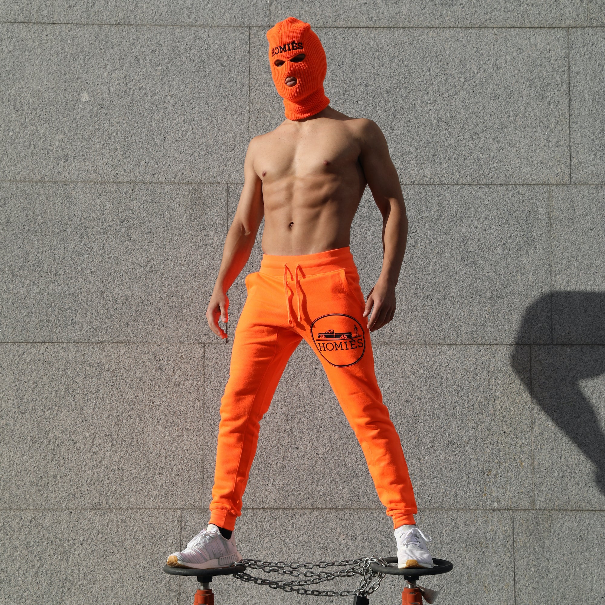 HOMIÉS EMBLEM FLUORESCENT ORANGE SWEATPANTS